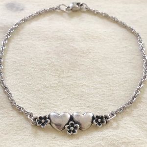 James Avery Retired Flower and Heart Bracelet